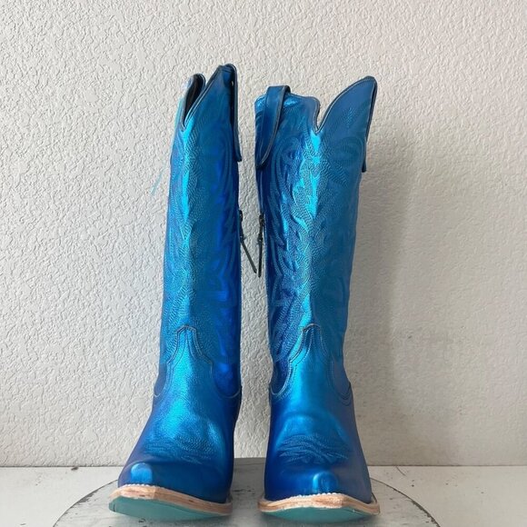 Lane SMOKESHOW Womens Cowboy Boots 10 Blue Western Cowgirl Mid Calf Pointed Toe - Picture 5 of 12